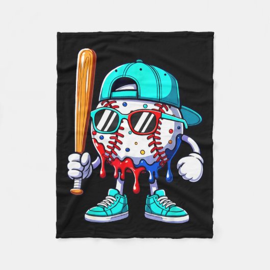 Ice Cream Drip Baseball Sts Baseball Lifestyle Boy フリースブランケット (正面)