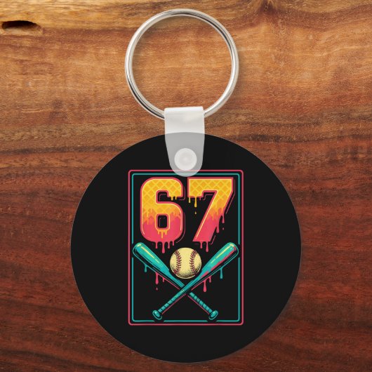 Ice Cream Drip Baseball Stuff 67 Meme Gen Alpha &a キーホルダー (正面)