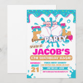 Ice Cream Drip Pool Birthday Invitation 招待状 (正面/裏面)