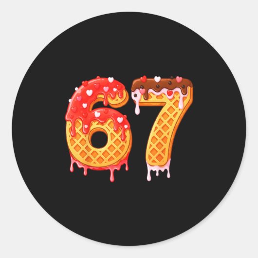 Ice Cream Drip Six Seven 67 Valentines Day For Men ラウンドシール (正面)