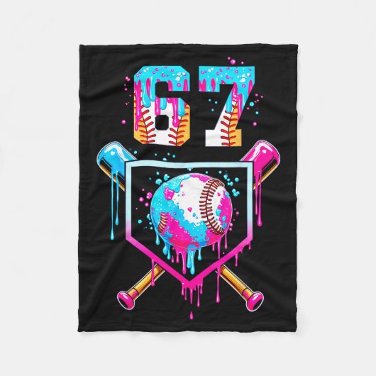 Ice Cream Dripng Boys Baseball Drip Fun 6 7 Six Se フリースブランケット (正面)