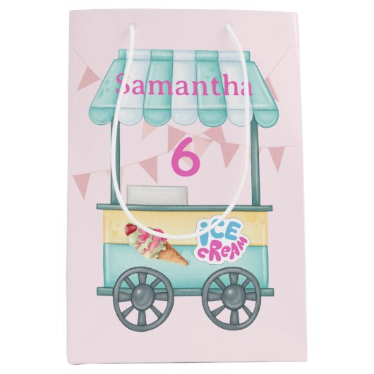 Ice Cream Gift Bag, Samantha Birthday Present Bag ミディアムペーパーバッグ (正面)