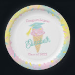 Ice Cream Graduation Party ペーパープレート<br><div class="desc">Throw an ice cream social to celebrate the new graduate with this cute ice cream cone design in soft pastel tones!  Perfect for an elementary graduate or just a graduation party for someone that loves ice cream!</div>