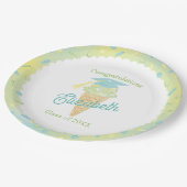 Ice Cream Graduation Party Blue Green ペーパープレート (アングル)