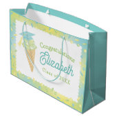 Ice Cream Graduation Party Blue Green ラージペーパーバッグ (裏面アングル)