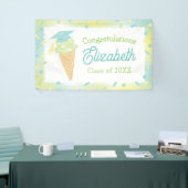 Ice Cream Graduation Party Blue Green 横断幕 (トレードショー)