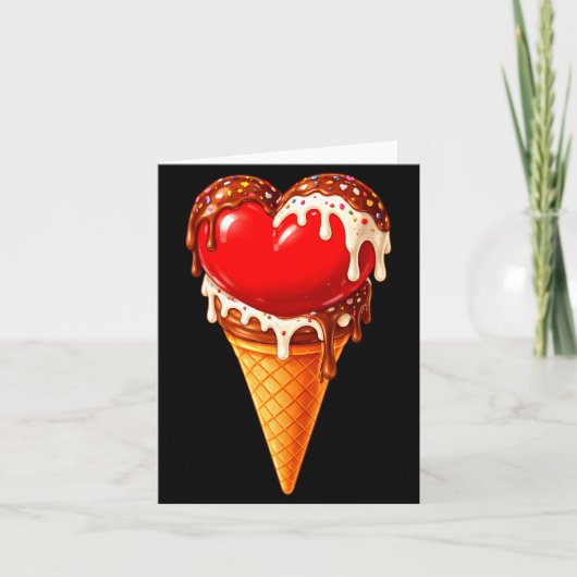 Ice Cream Heart Funny Drip Valentines Day Boys Gir カード (正面)