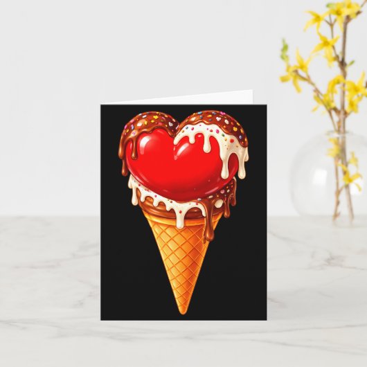 Ice Cream Heart Funny Drip Valentines Day Boys Gir カード (黄色い花)
