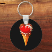 Ice Cream Heart Funny Drip Valentines Day Boys Gir キーホルダー (正面)
