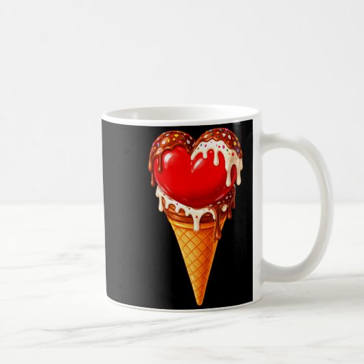 Ice Cream Heart Funny Drip Valentines Day Boys Gir コーヒーマグカップ (右)