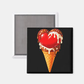 Ice Cream Heart Funny Drip Valentines Day Boys Gir マグネット (正面/裏面)