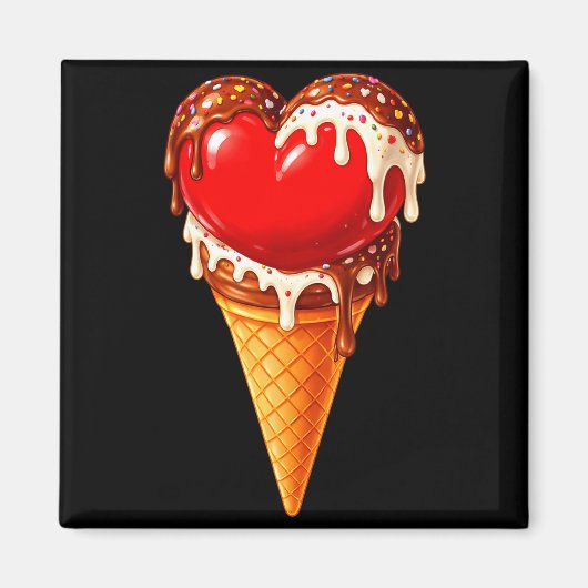 Ice Cream Heart Funny Drip Valentines Day Boys Gir マグネット (正面)