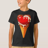 Ice Cream Heart Funny Drip Valentines Day Boys Gir Tシャツ (正面)