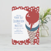 Ice Cream July 4th Stars and Dots Red  招待状 (スタンド正面)
