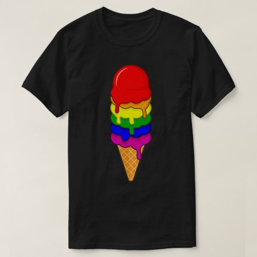Ice Cream LGBT Pride Month LGBTQ Rainbow Flag  Tシャツ (デザイン正面)