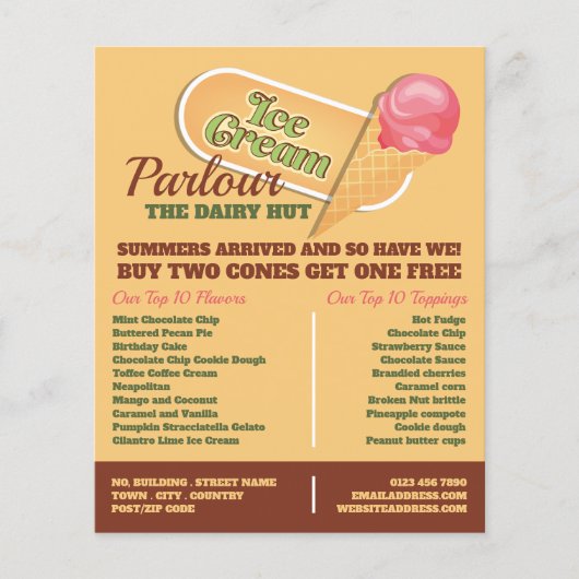 Ice Cream Logo, Ice Cream Parlour Advertising チラシ (正面)