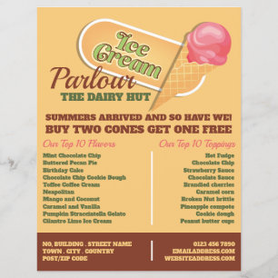 Ice Cream Logo, Ice Cream Parlour Advertising チラシ