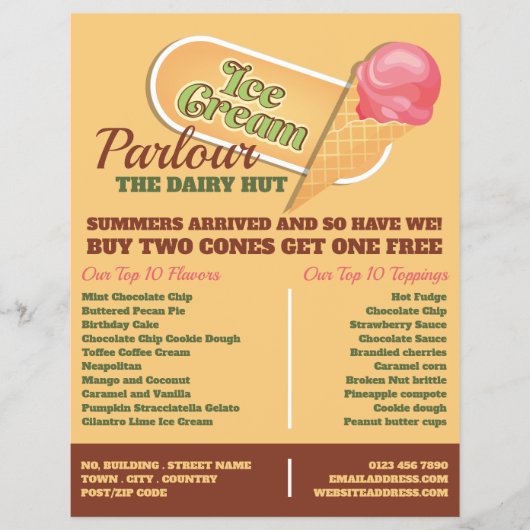 Ice Cream Logo, Ice Cream Parlour Advertising チラシ (正面)