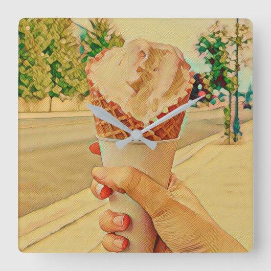 Ice cream lover gift スクエア壁時計 (正面)