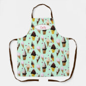 Ice Cream Parlor Mint Green Personalized エプロン (正面)