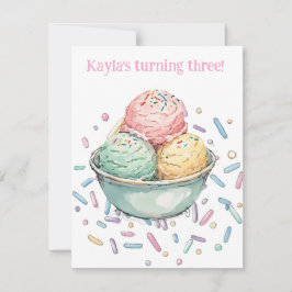 Ice Cream Party DIGITAL DOWNLOAD INVITATION 招待状