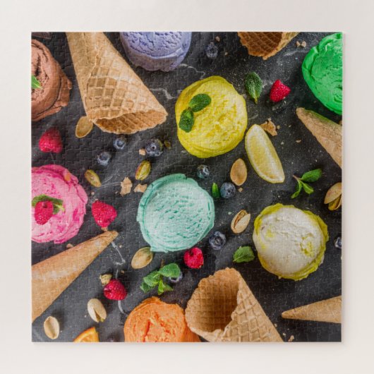Ice Cream Party Modern Colorful Food Dessert ジグソーパズル (横)
