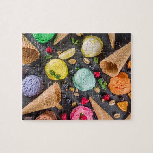 Ice Cream Party Modern Colorful Food Dessert ジグソーパズル (横)