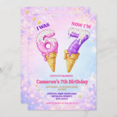 Ice Cream Pastel Sparkle 6-7 Kids Birthday Party 招待状 (正面/裏面)