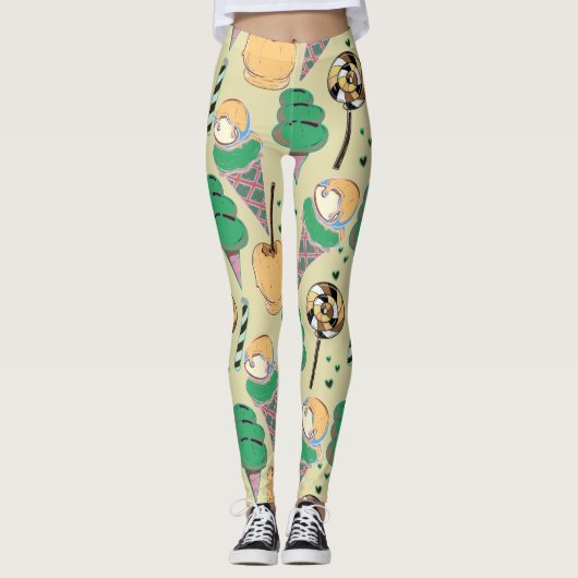 Ice cream pattern | Lollies pattern | lollipop 25 レギンス (正面)