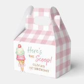 Ice Cream Pink Bow Gingham Birthday Party フェイバーボックス (裏面サイド)