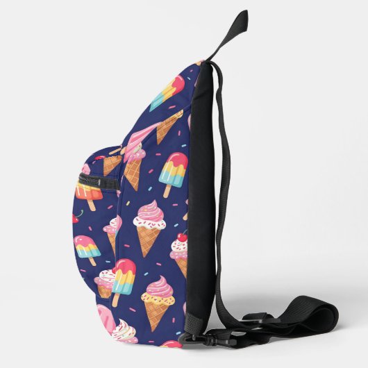 Ice cream, popsicles and cherries pattern スリングバッグ (右)