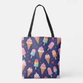 Ice cream, popsicles and cherries pattern トートバッグ (裏面)
