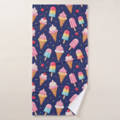 Ice cream, popsicles and cherries pattern バスタオル (バスタオル)