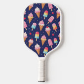 Ice cream, popsicles and cherries pattern ピックルボールラケット (裏面)