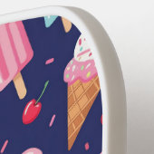 Ice cream, popsicles and cherries pattern ピックルボールラケット (左詳細)