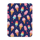 Ice cream, popsicles and cherries pattern マグネット (縦)