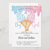Ice Cream Scoops Gender Reveal invitation. 招待状 (正面/裏面)