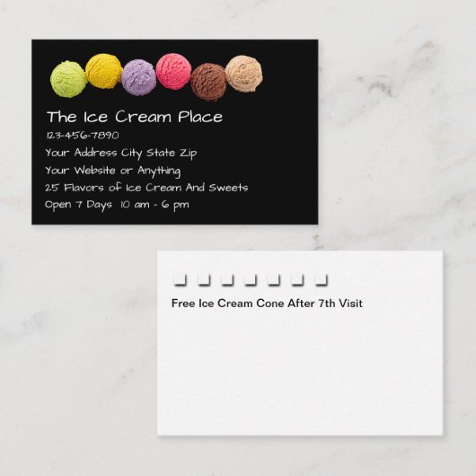 Ice Cream Shop Customer Rewards 名刺 (正面/裏面)