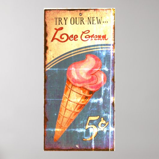 Ice Cream Sign Antique Replica ポスター (正面)