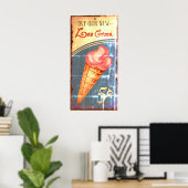 Ice Cream Sign Antique Replica ポスター (ホームオフィス)
