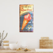 Ice Cream Sign Antique Replica ポスター (キッチン)