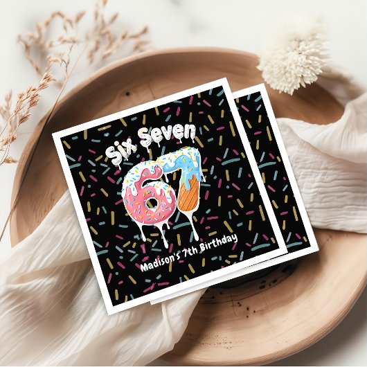 Ice Cream Six Seven 67 Birthday Napkins スタンダードカクテルナプキン
