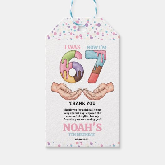 Ice Cream “Six Seven” 7th Birthday Party for Kids ギフトタグ (正面)