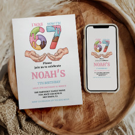 Ice Cream “Six Seven” 7th Birthday Party for Kids 招待状