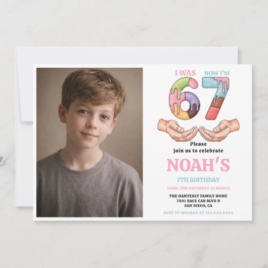 Ice Cream “Six Seven” 7th Birthday Party for Kids 招待状 (正面)