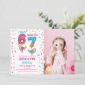 Ice Cream Six Seven Girl Birthday Photo Invitation 招待状 (スタンド正面)