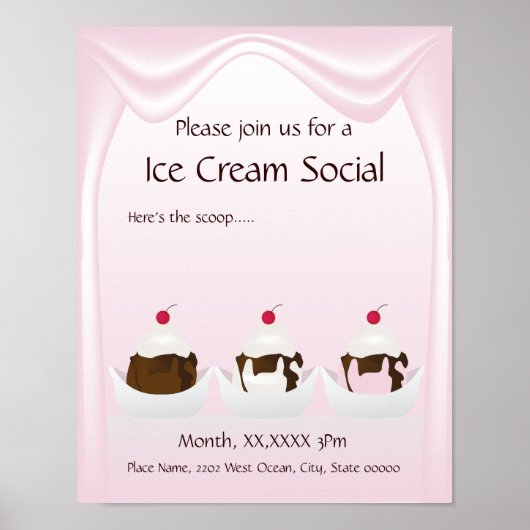 Ice Cream Social Announcement Poster ポスター (正面)