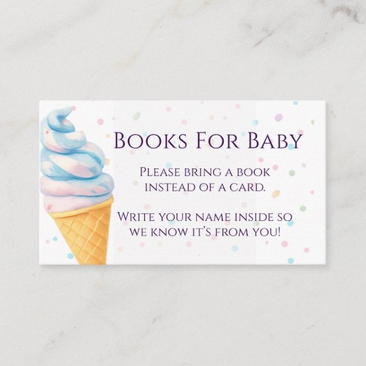 Ice Cream Sprinkle Books for Baby Shower Insert エンクロージャーカード (正面)