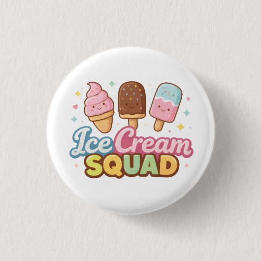 Ice Cream Squad Cute Cartoon Popsicle 缶バッジ (正面)