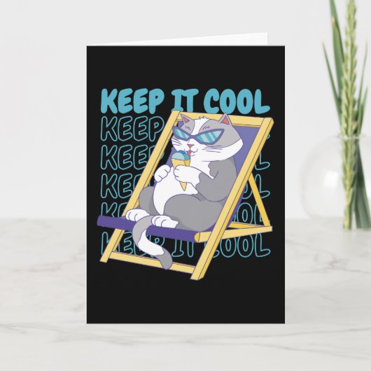 Ice Cream Summer Beach Ice Cream Vacation Cat カード (正面)